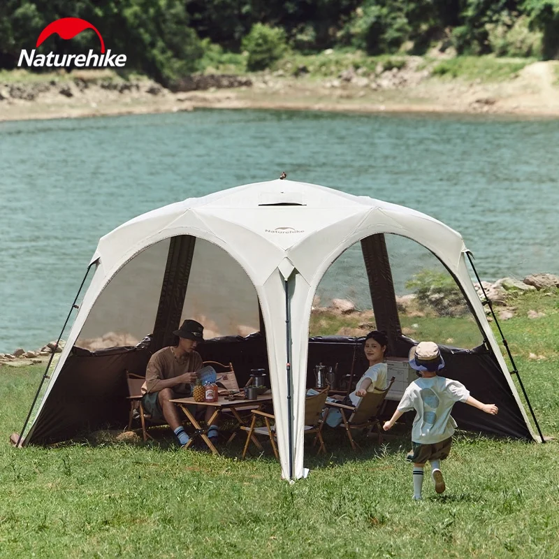 Naturehike Dome Tent With Chimney Zipper Camping Shelters Outdoor Shade Mesh Sunshade Canopy Waterproof Quick Open Awning