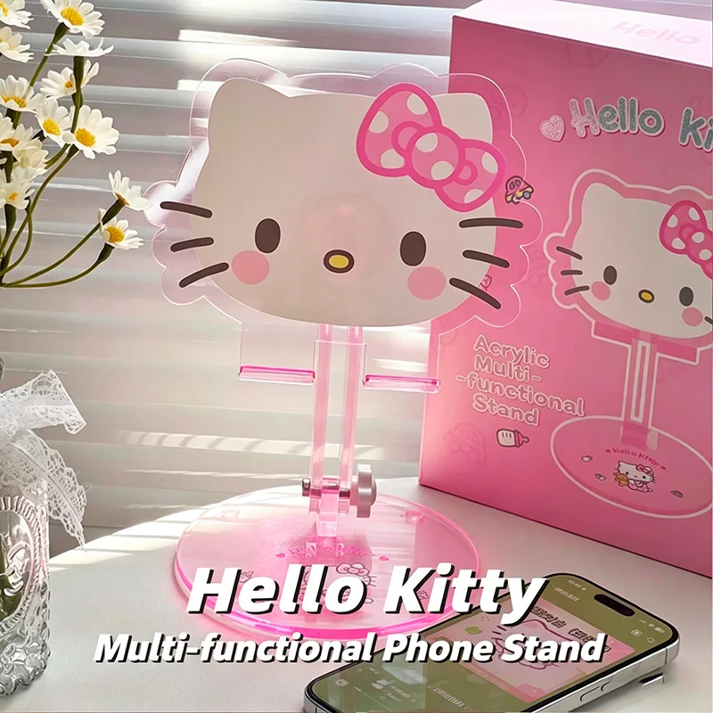 Soporte acrílico para teléfono con diseño de gatito, soporte de escritorio estable antivibraciones, libera tus manos, perfecto para ver videos y chatear