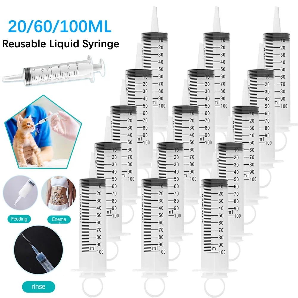 Nutrient Syringe 20ml 60ml 100ML Plastic Syringes Health Measuring Without Needle Glue Pet Animal Needle-Free Feeding Tools