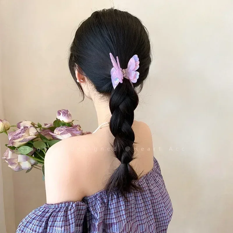 Muweordy New Fairy Butterfly Hair Claw Acetate Claw Clip Sweet Crab Hair Clip Princess Hairpin Hair Accessories for Women Girls