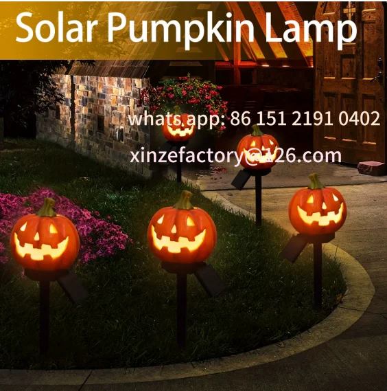 

Customizable 1pcs Solar Pumpkin Jack Light - Outdoor Halloween Decoration Lantern Light