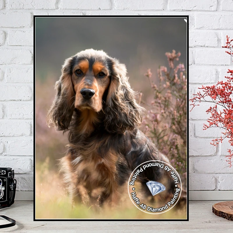 British Cocker Spaniel Puppies Diamond Rhinestone Painting AB Drills Cute Pet Dog Animals Cross Stitch Wall Art Home Decor