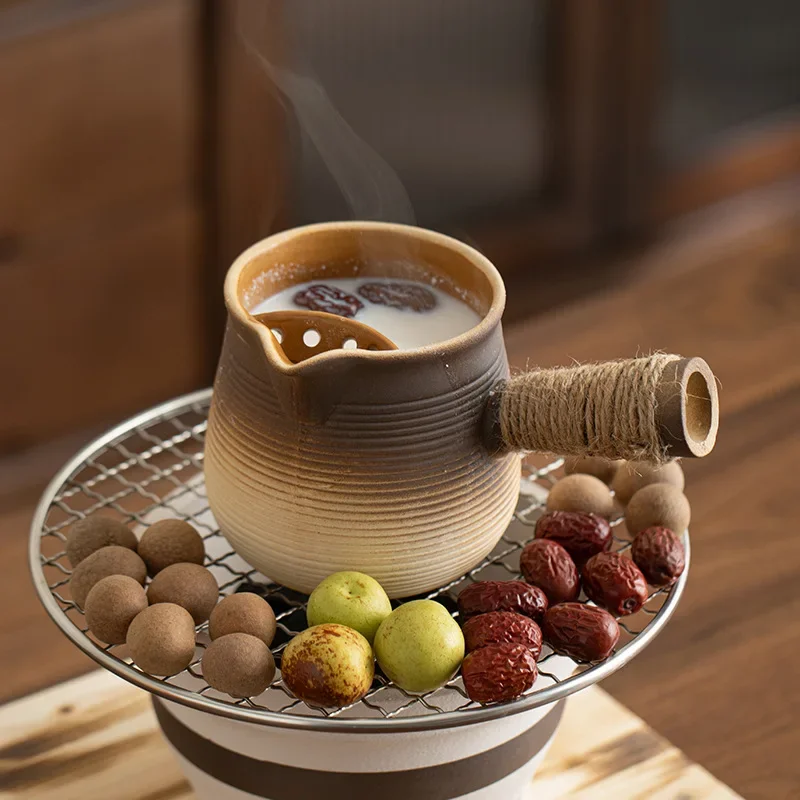 Outdoor Tea Brewing and Milk Roasting Pot New Indoor Ceramic Pot Milk Tea Kettle Charcoal Roaster Set