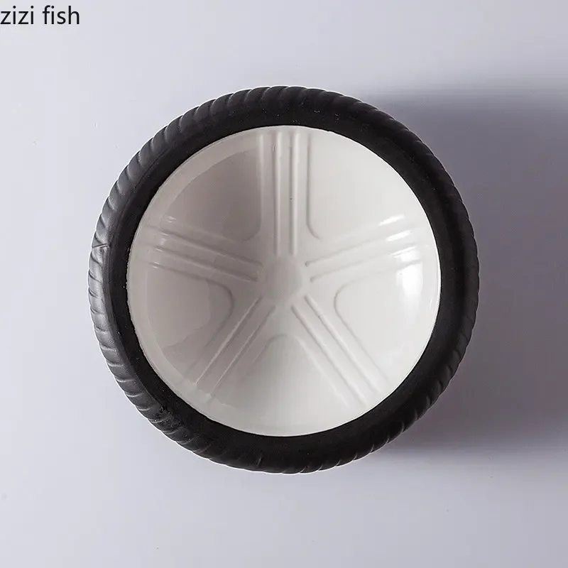 

Ceramic Dinner Plate Tire Shape Salad Bowl Spaghetti Plate Dessert Plates Snack Plates Heat Preservation Plates Kitchenware