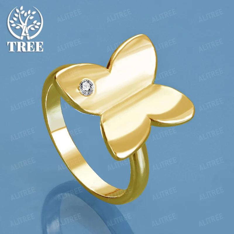 

Hot New 18k Gold Zircon Butterfly Ring For Women Party Birthday Wedding Beautiful Cute Jewelry Gift Accessories For Girlfriend
