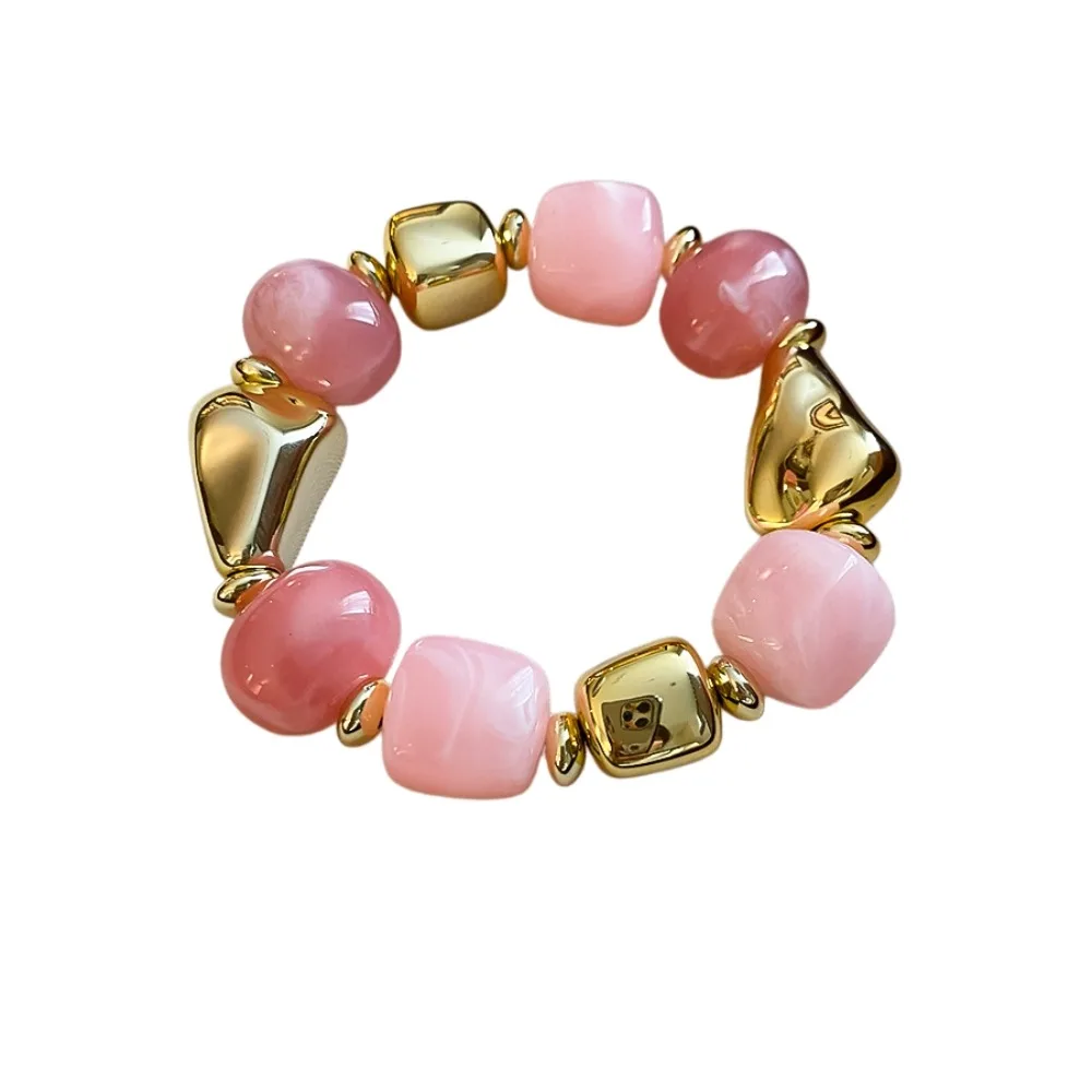 Bohemian Beads Acrylic Bangle Smudging Europe American Style Irregular Bracelet Dopamine Minority Design Retro Hand Ring Girls