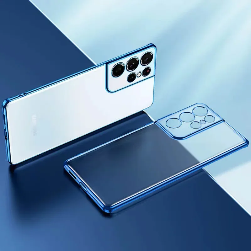 Luksusowe etui na telefon z powłoką galwaniczną do Samsung Galaxy S26 Edge S25 FE S24 S23 Ultra S22 Plus S21 FE Przezroczyste, miękkie etui — zdjęcie 5