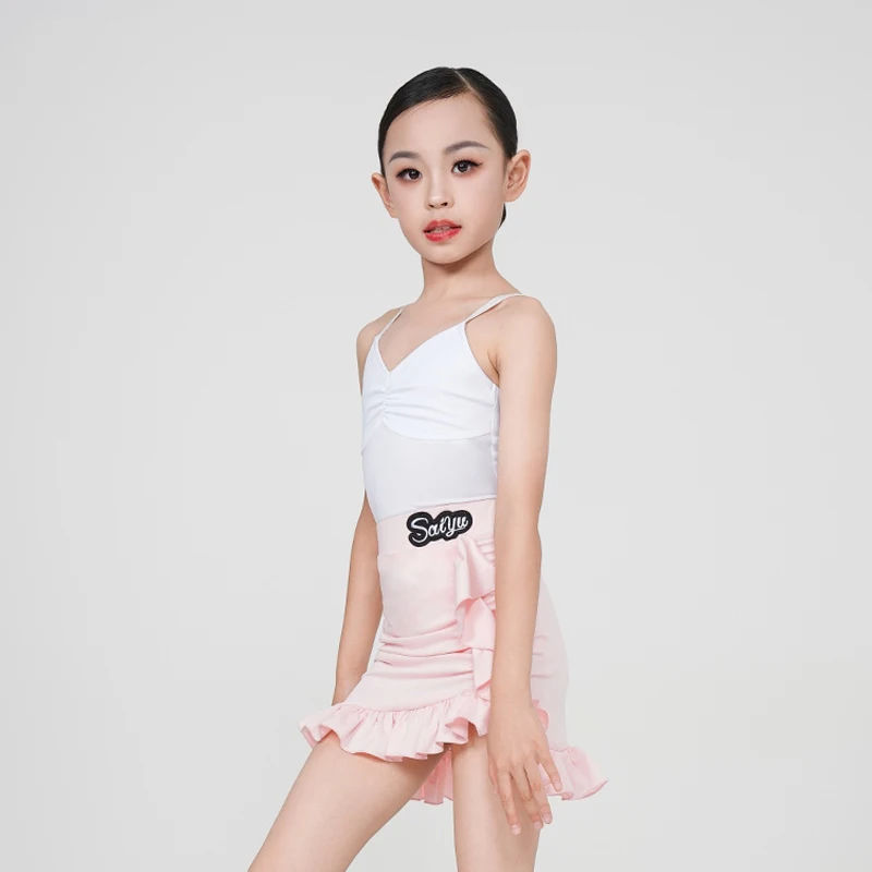 فستان رقص لاتيني بحمالات للأطفال ملابس أداء الرقص فتاة سامبا رومبا ممارسة الملابس زي التشجيع XH2597