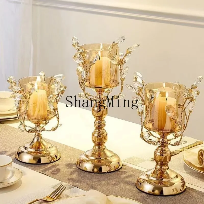 

PYH Light Luxury Crystal Glass Candle Holder Wholesale Simple Glass Romantic Dining Table Candlelight Dinner Props Ornaments