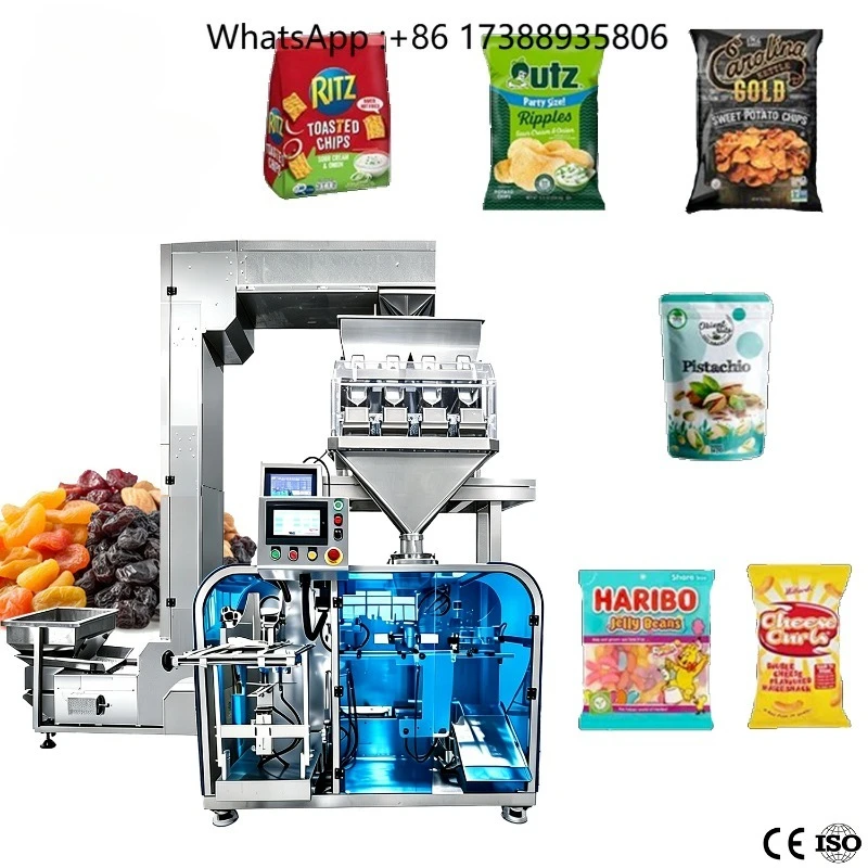 Commercial 4 Station Rotary Bag Packing Machine for Candy Biscuit  Small Granule Premade Pouch Packaging Equipment