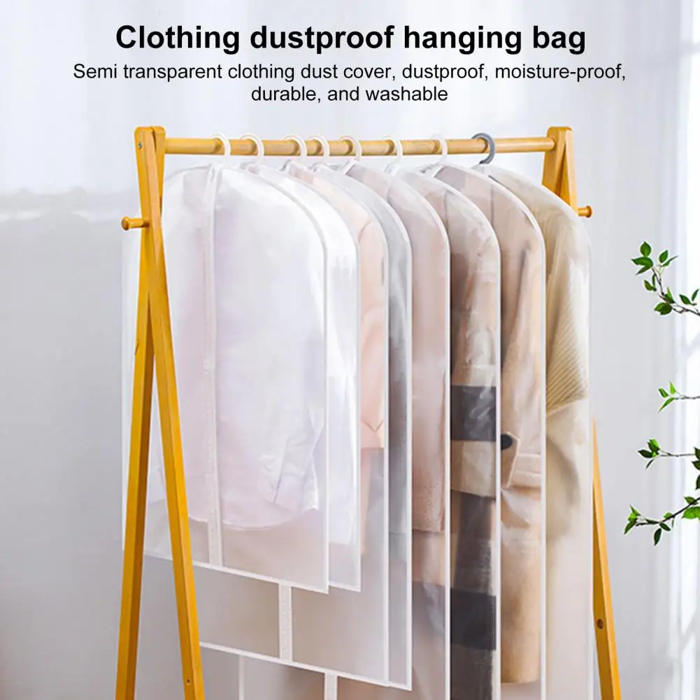 Clothing Dust Cover Transparent with Hanging Hook Zipper Closure Dustproof Hat Scarf Coat Clothes Storage Bag Protector Bag