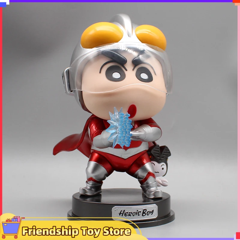 Crayon Shin-Chan Cartoon Wearing Helmet Cloak Small New Gk Desktop Decoration  Anime Model Doll Boy Q Cute Action Toy Gift