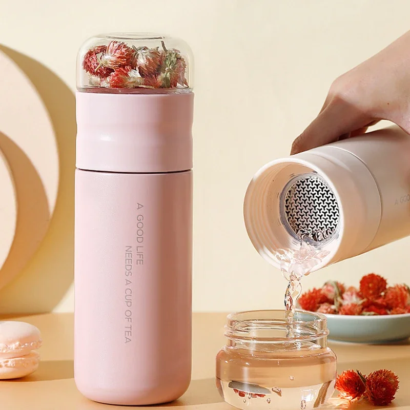 Tea Bottle Cup With Glass Stainless Steel Infuser Separates And Water 300ml Garrafa Termica Термос Insulated Filter