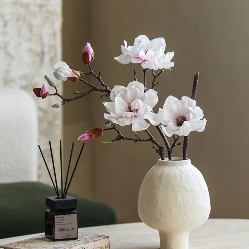 Tie-pattern Ceramic Vase Cream-colored Wave-patterned Decorative Vase Minimalist Style Home Dining Table Entrance Decoration