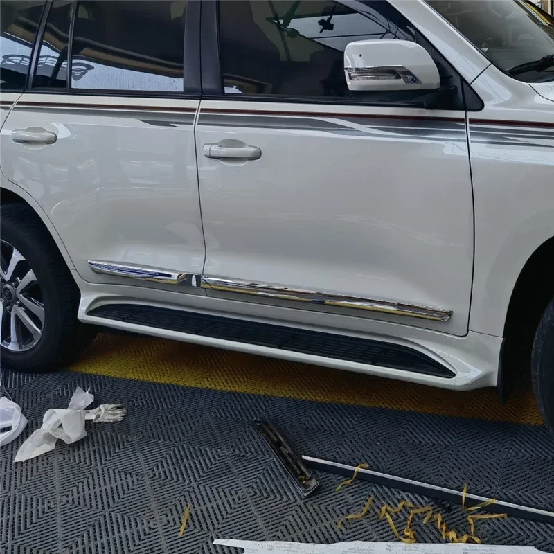 

WELKINRY For Toyota Land Cruiser V8 J200 2008-2021 ABS Chrome Outer Car Body Door Side Moulding Bar Cover Trim