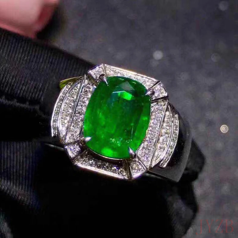 100% Natural Colombian emerald men's ring Atmospheric fashion 6x8mm fine jewelry high-end gift