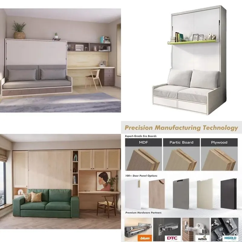 Modern Hotel Apartment Space Saving Sofa Wall Bed Furniture Set Foldable Murphy Bed Combination Bed with Sofa