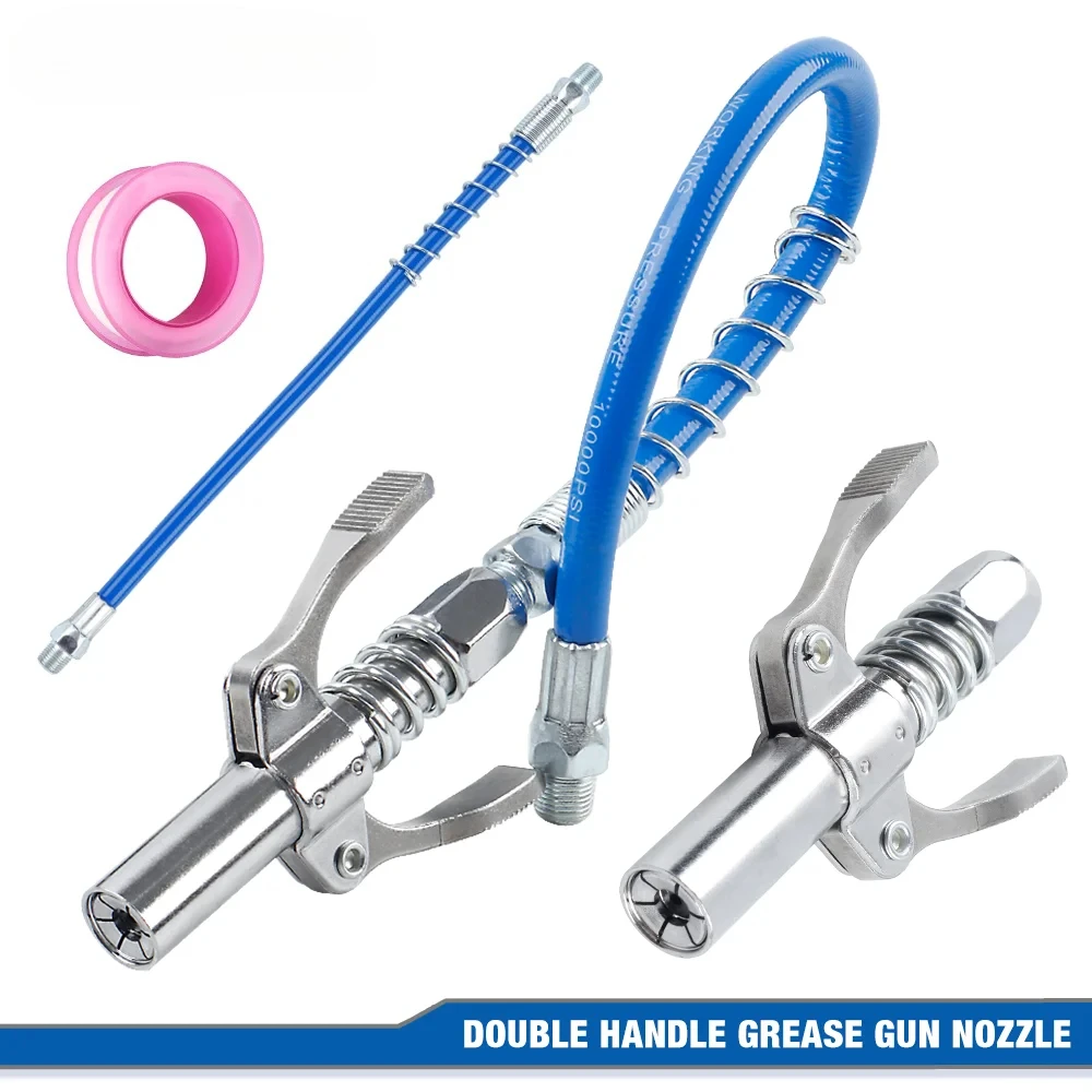 10000PSI Double Handle High Pressure Locking Grease Fitting,I/8 NPT Oil Pump Quick Release Grease Coupler,Repair Tool,Grease Gun