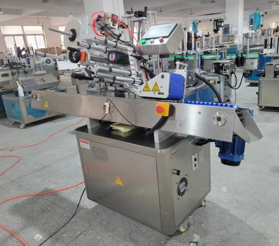 Full Automatic Plane Plastic Pouch Bag Labeling Machine with Paging Feeder for Packaging Line Custom