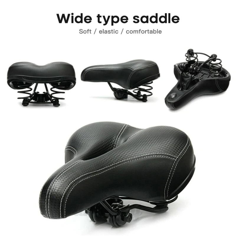 Hollow Breathable Saddle Men Women MTB Road Bike Saddle Shock Absorbing Comfortable Big Butt Bike Seat Safety Warning