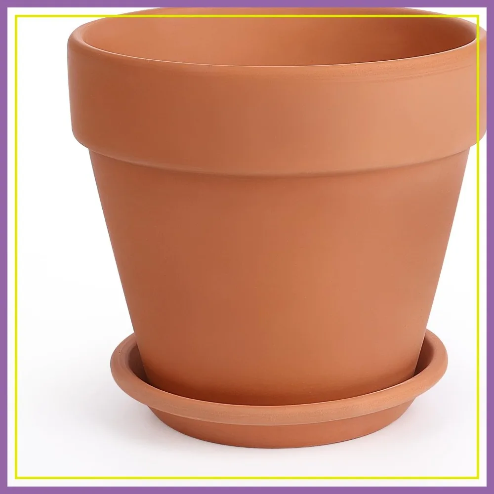

12 Inch Terracotta Pot with Saucer - Ceramic Clay Planter with Drainage Hole, Large Flower Pot for Indoor Outdoor Plants