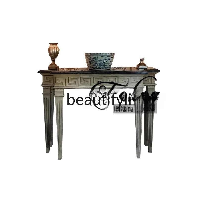 

solid wood semicircular entrance table against the wall retro entrance cabinet shelf entry narrow strip table entrance platform