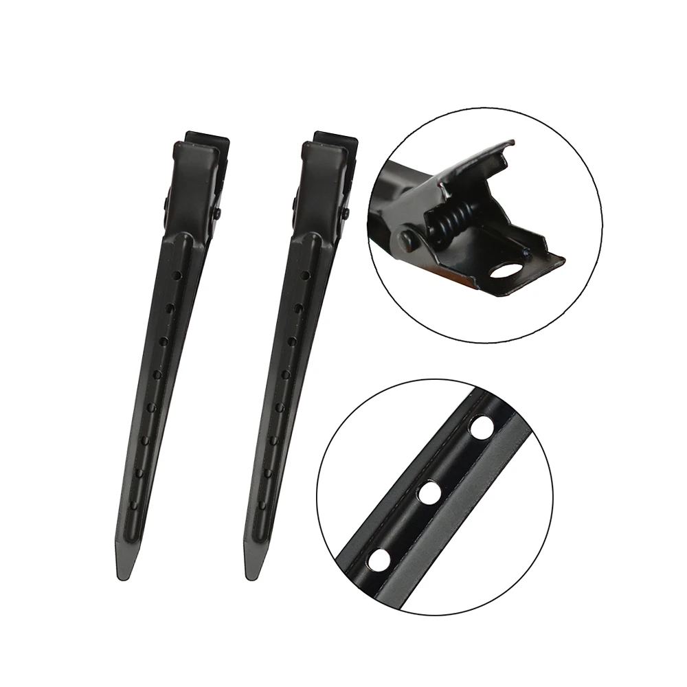 10 Pcs 3.5 Inches Duck Bill Hair Clips Black Metal Alligator Curl Clips with Holes Styling Clips for Salon Hair Extensions