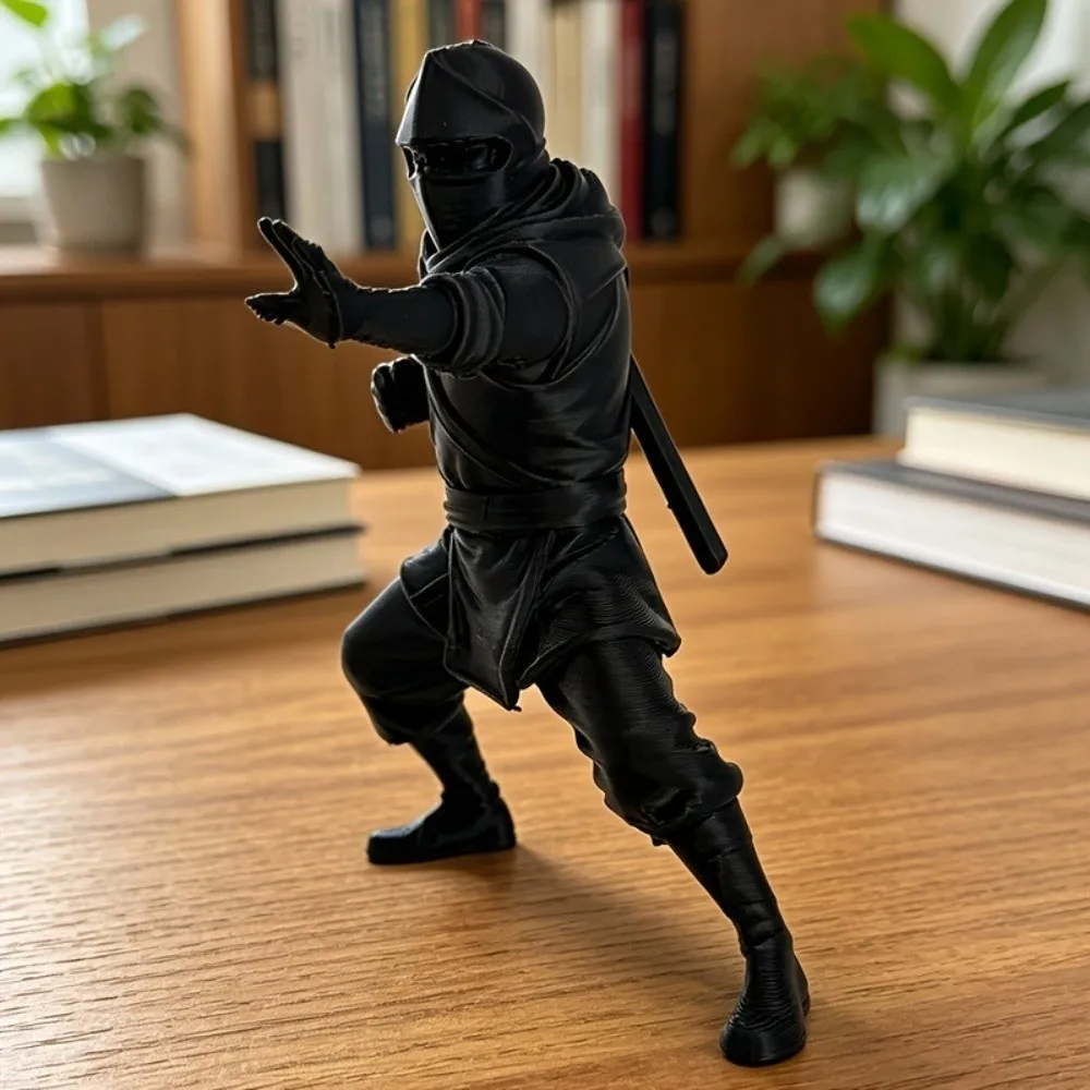 Creative Sitting Pose Ninja Ornaments Dark Style Home Decor Warrior Figurine 3D Printed Samurai Sculpture Office