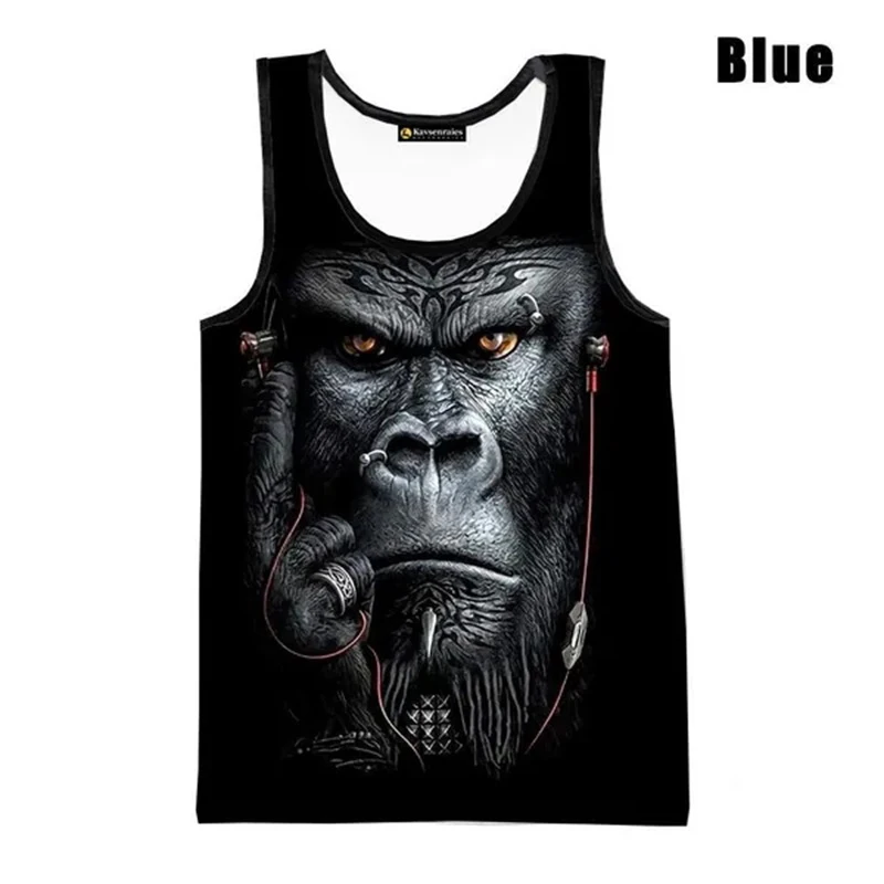 3D Print Monkey Gorilla Tank Tops Men Summer Casual Sleeveless T-shirt Oversized Funny Tees Shirt Streetwear Gimnasio Hombre