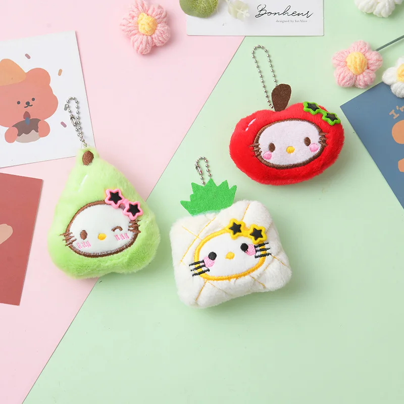 Hello Kitty pluche portemonnee fruit portemonnee meisje hart veelzijdige pop hanger sleutelhanger rugzak hanger cadeau