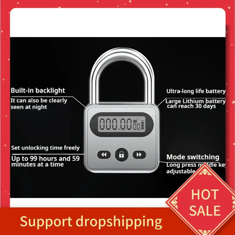 

B44C ЖК-дисплей, таймер с подсветкой, навесной замок, максимальное время 999 часов, сверхдлительный режим ожидания, антиалкционный электронный замок для рюкзака