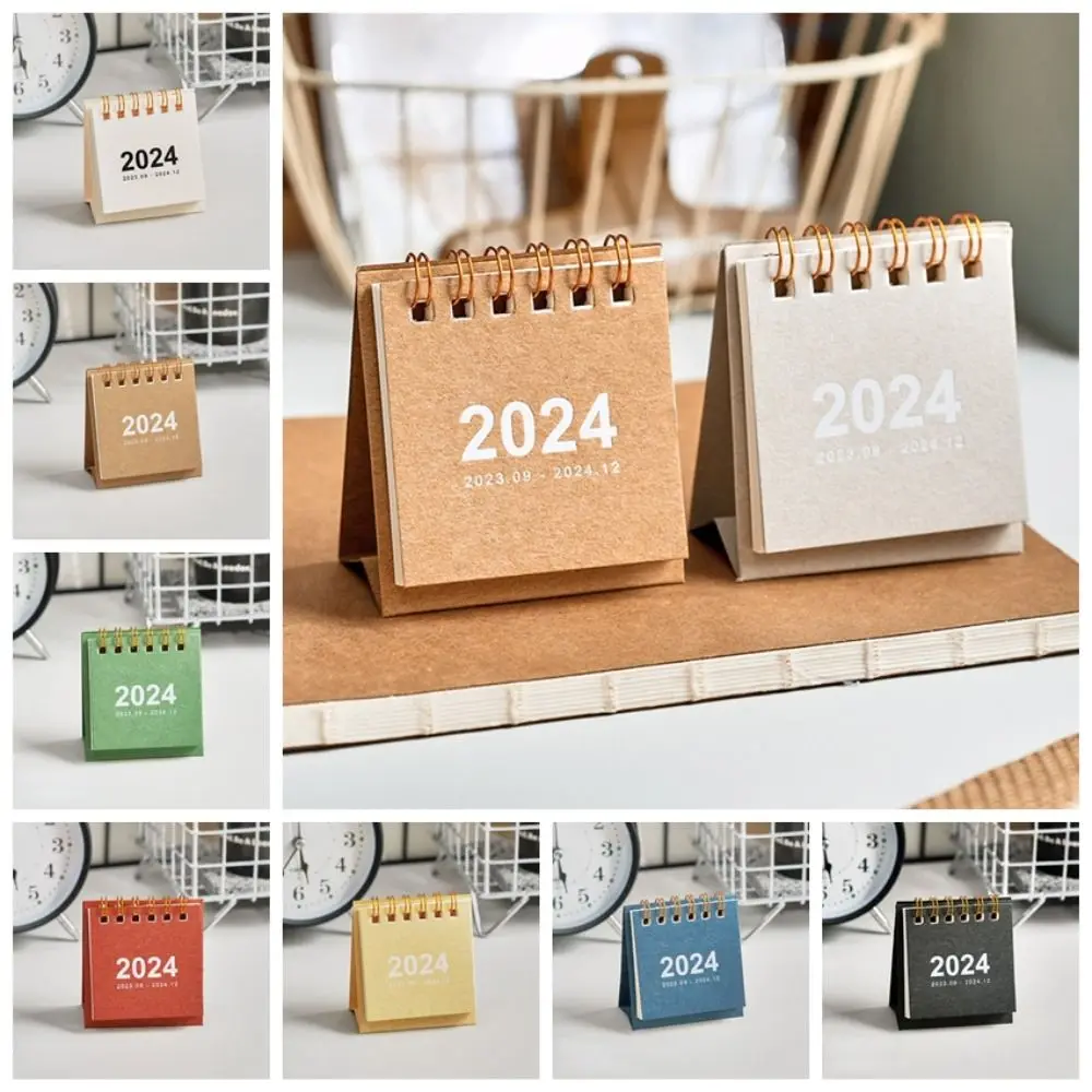 Mini Standing Flip Calendar, Agenda Organizer, Programação diária, Yearly Desk Planner, 2024