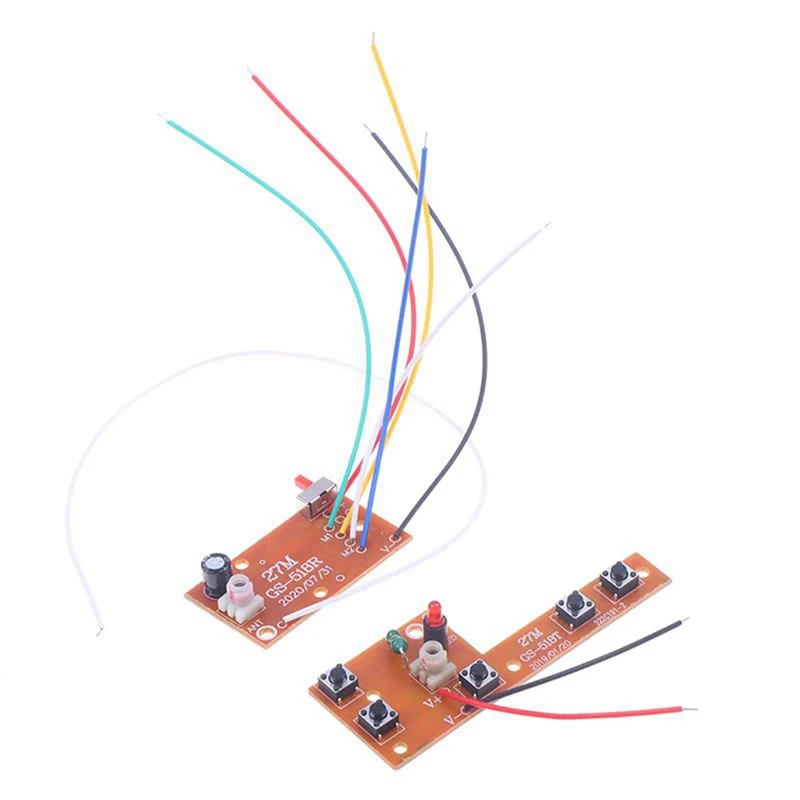 Carte émetteur et récepteur de circuit PCB pour voiture, télécommande RC, accessoires de système radio, 5 canaux, 27MHz, 20-25m, 2 pièces