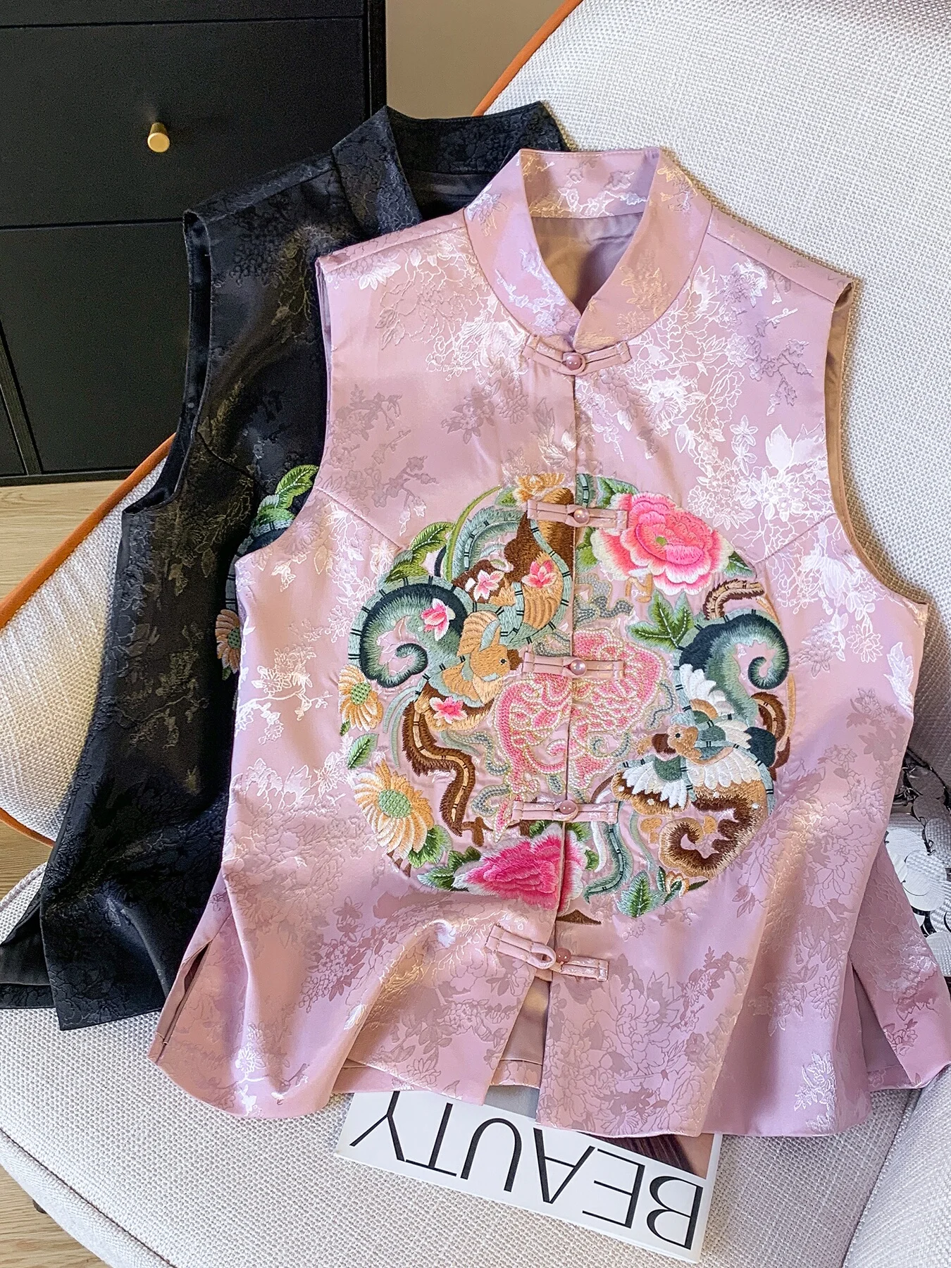 

New Chinese Sle Embroidered Acetate Tassel Jaet Top Super Beautiful Spring Summer Women's Ele National Sle Vest Coat