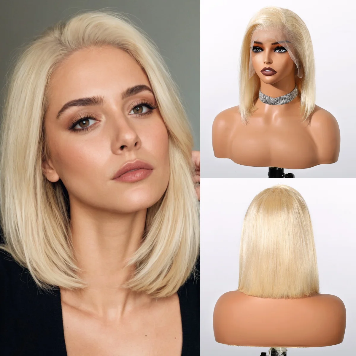 

HD Transparent 613 Blonde Straight Human Hairs Lace Front Wig Short Bob Blonde Human Hair Wigs 13x4 Lace Frontal Wig for Women