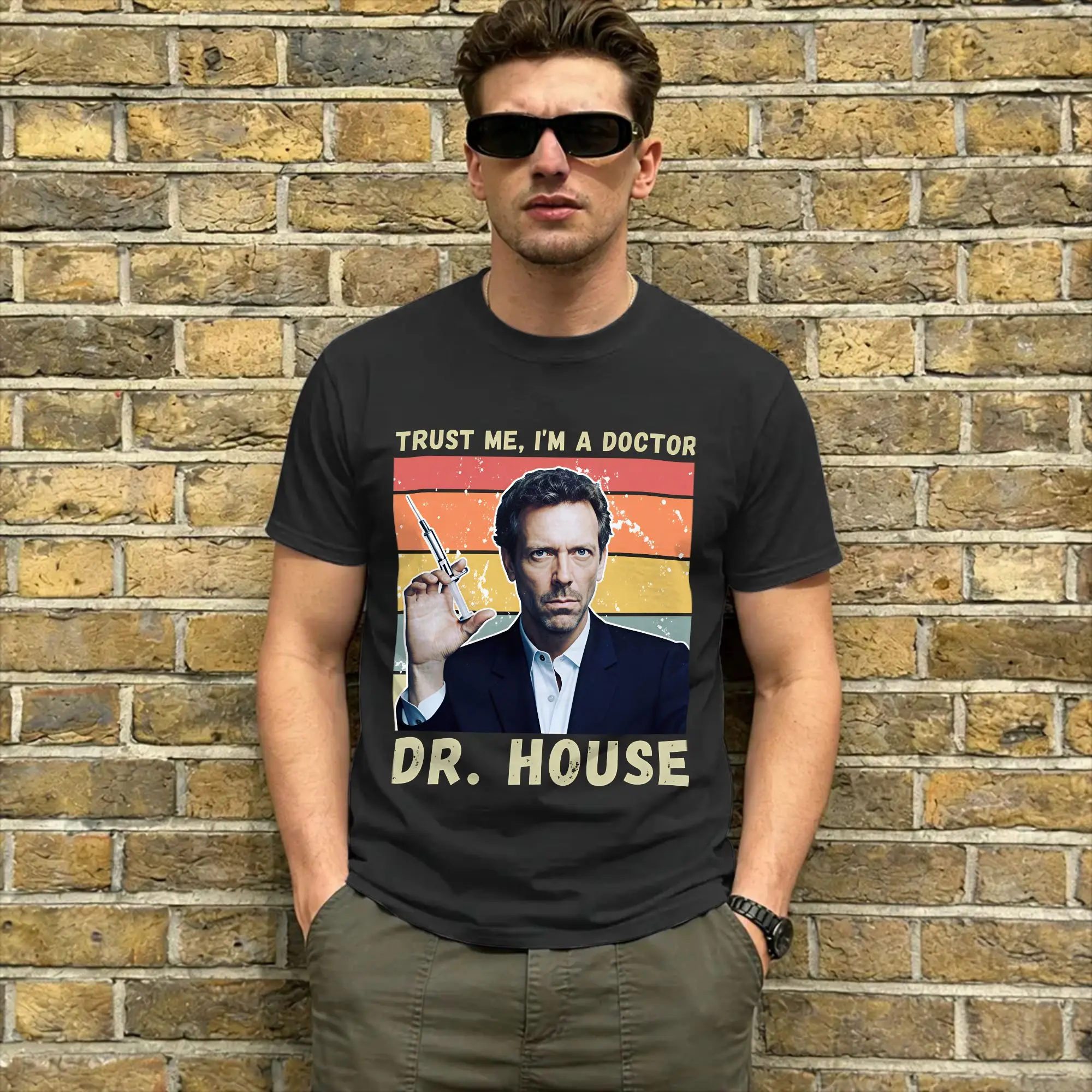 Men Dr Gregory House MD T Shirt  Cotton Tops Vintage Short Sleeve Round Collar Tee Shirt Summer T-Shirts