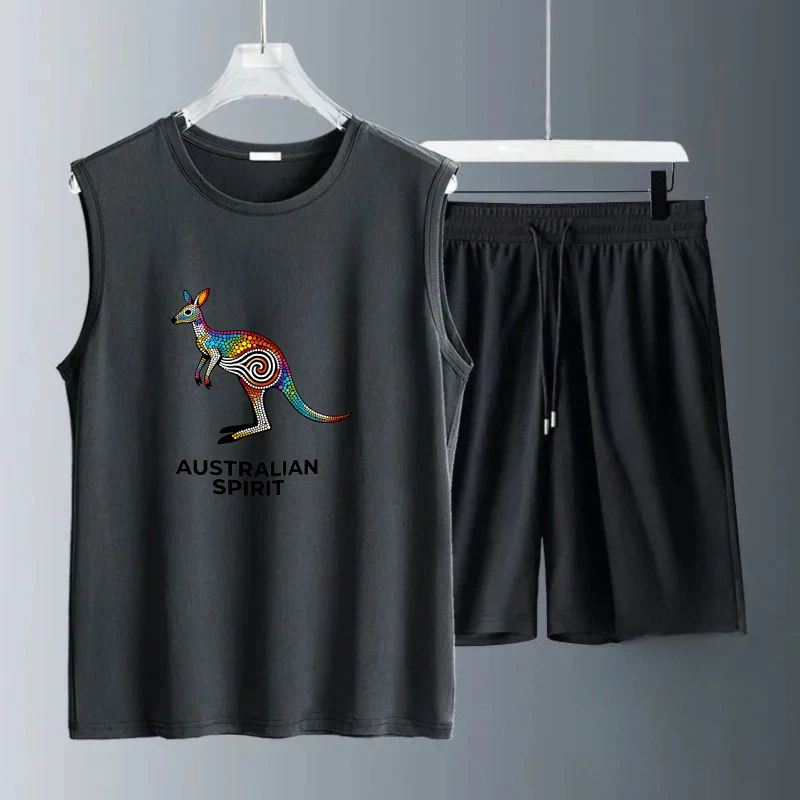 الرجال تانك الأعلى مجموعة الرجال البلوز مجموعة قصيرة الأكمام + السراويل البلوز مجموعة تنفس Summe بدلة التدريب مجموعة الرجال البوليستر الأزياء