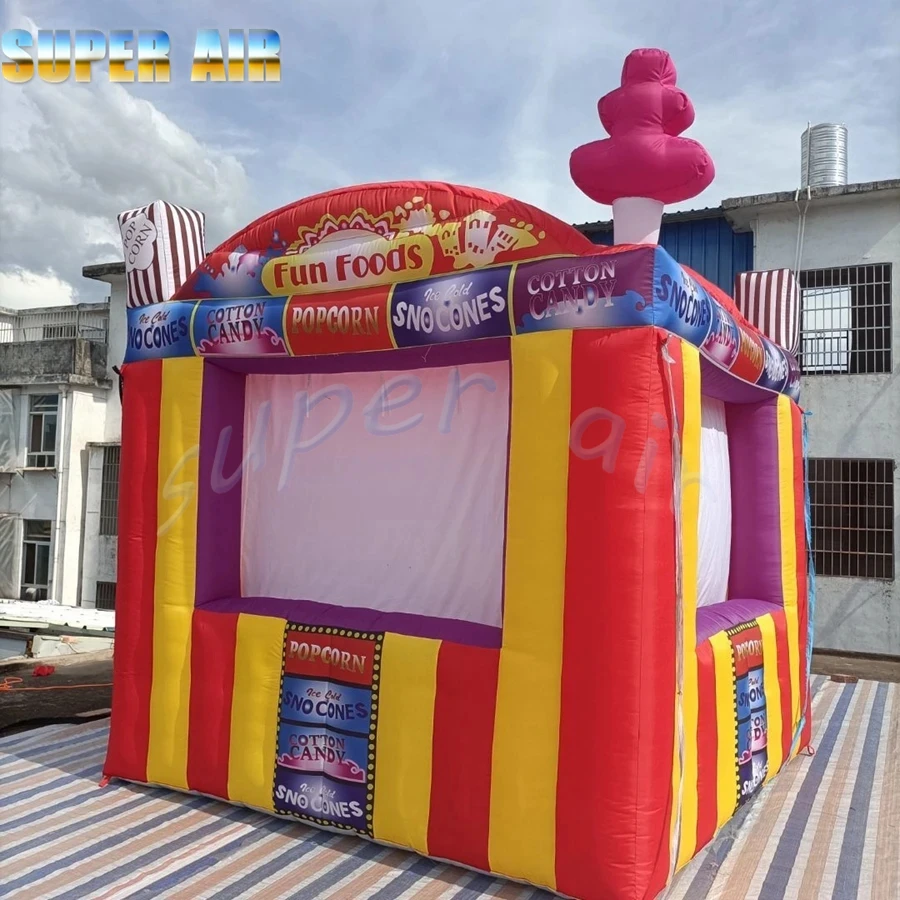 Custom beautiful rental red inflatable kiosk inflatable bar tent with cloth for sale