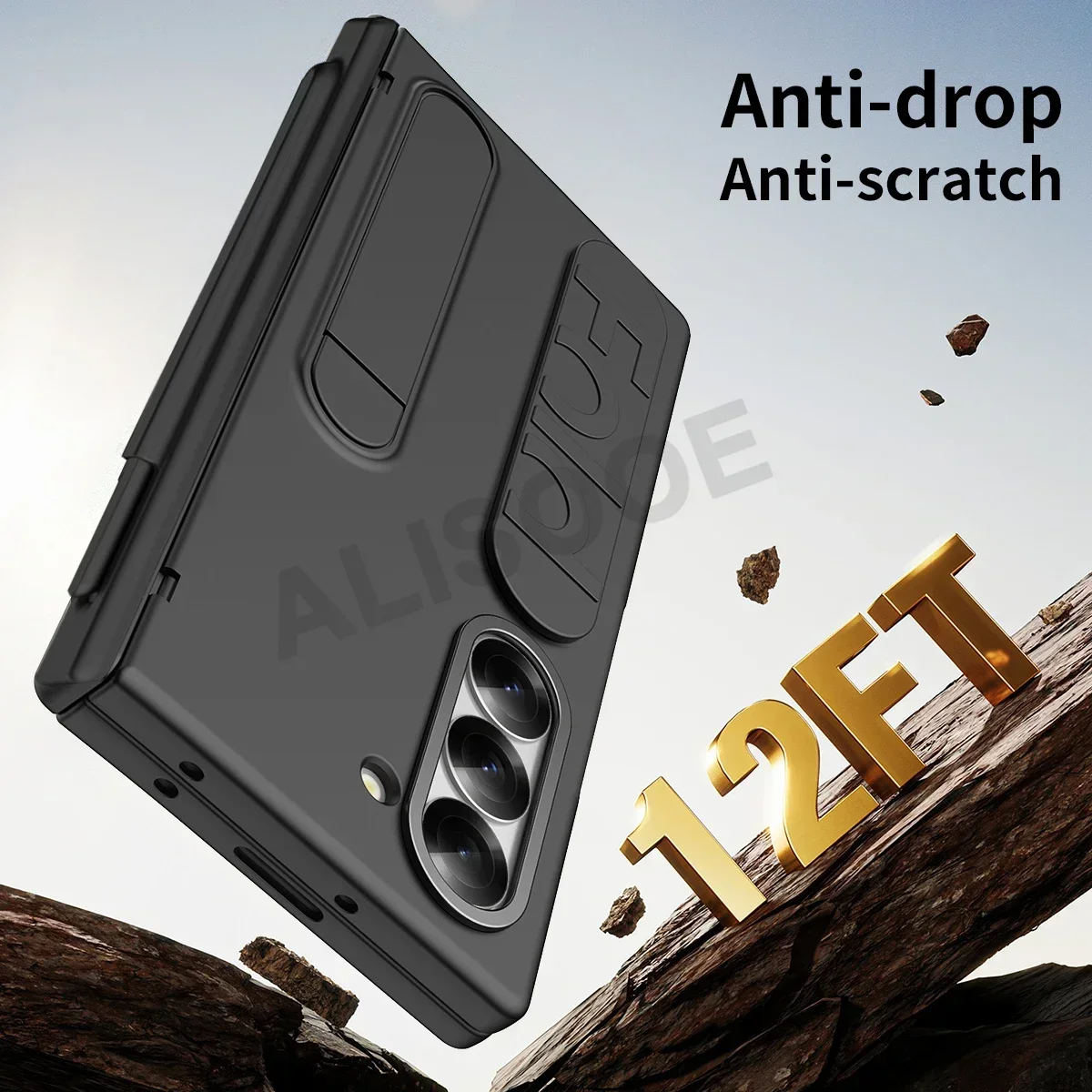 z fold 7 6 with Touch Pen Slot Hinge Funda for Samsung Galaxy Z Fold 6 7 Case Wristband Holder Front Glass Plastic Cover Capa