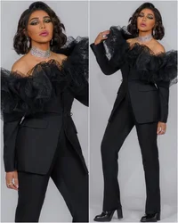 Off Shoulder Women Suit Set Blazer+Pants 2 Pcs Formal Office Lady Jacket For Photograph Prom Dress Wedding Tuxedo женский костю