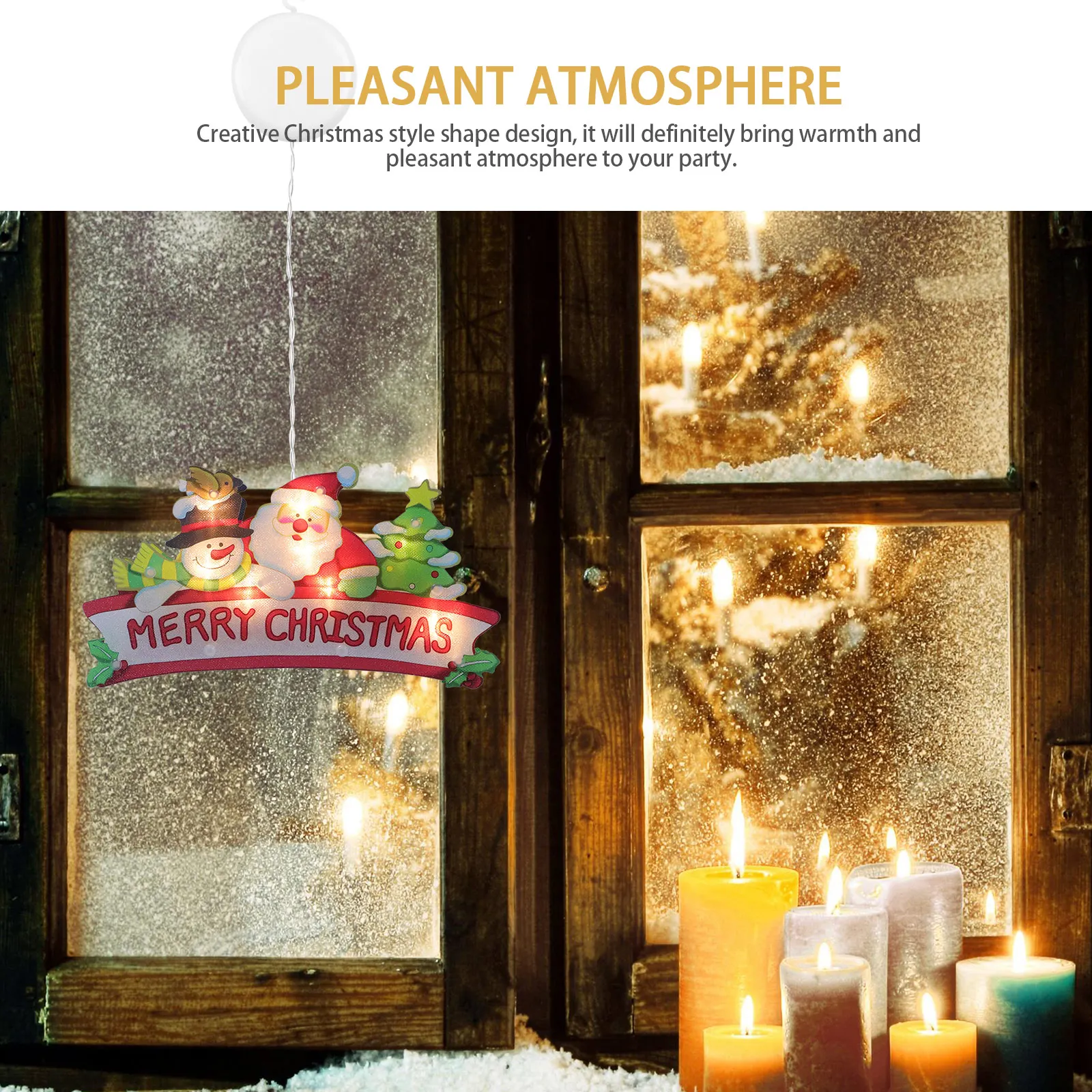 

1pc Christmas Lights Decor Window Hanging LED Suction Cup Light Portable Shop Home Office Decorative Plastic Pendant Xmas