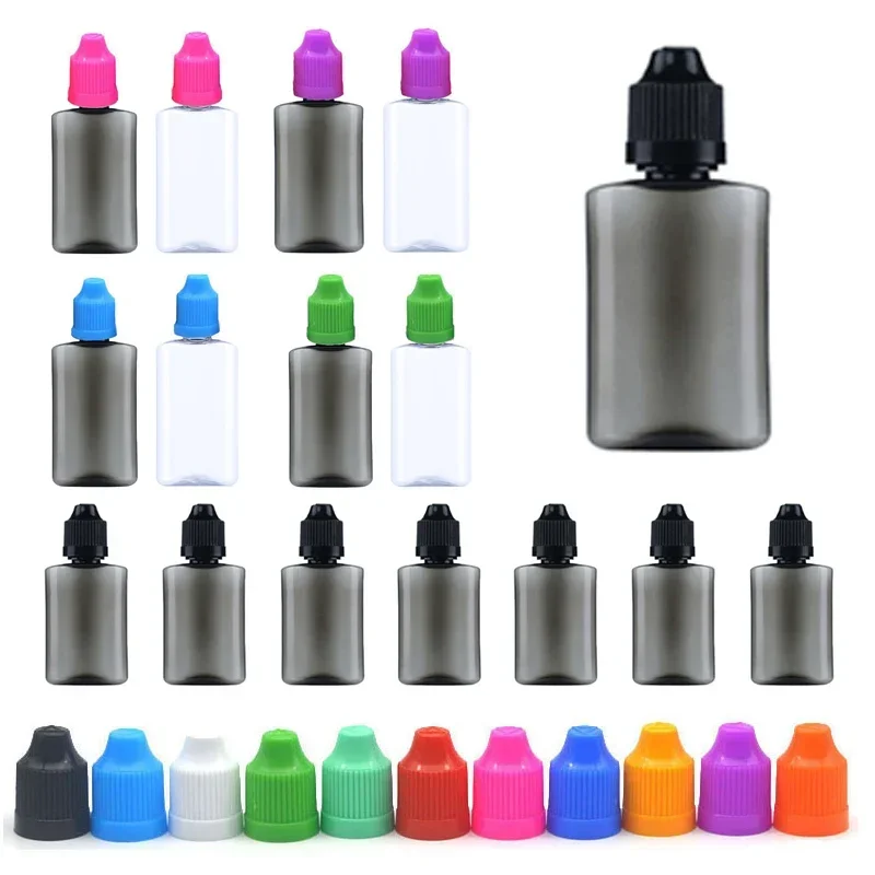 

50Pcs 30ml Empty Plastic Flat Dropper Bottles E Liquid Eye Squeezable Bottle Vape Oils Containers Long Tips Caps w/ Funnels