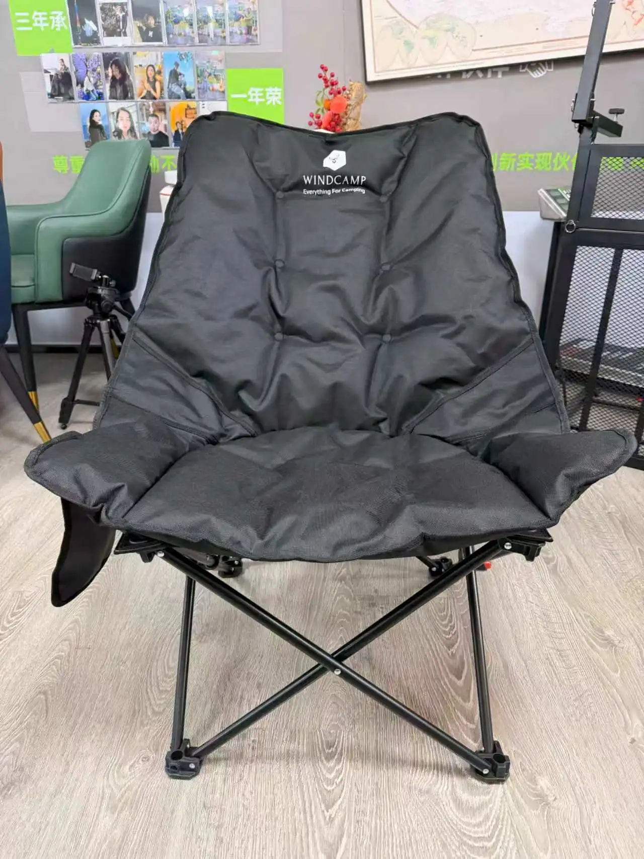 Folding Moon Camping Chair with 3-Level Adjustable Backrest, Portable Outdoor Reclining Chair for Camping Fishing Picnic