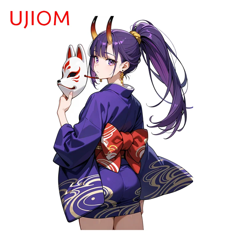 UJIOM Purple Style Devil Horns Samurai Wall Sticker Artistic Creative Attractive Waterproof Decal Kitchen Cupboard Decoration