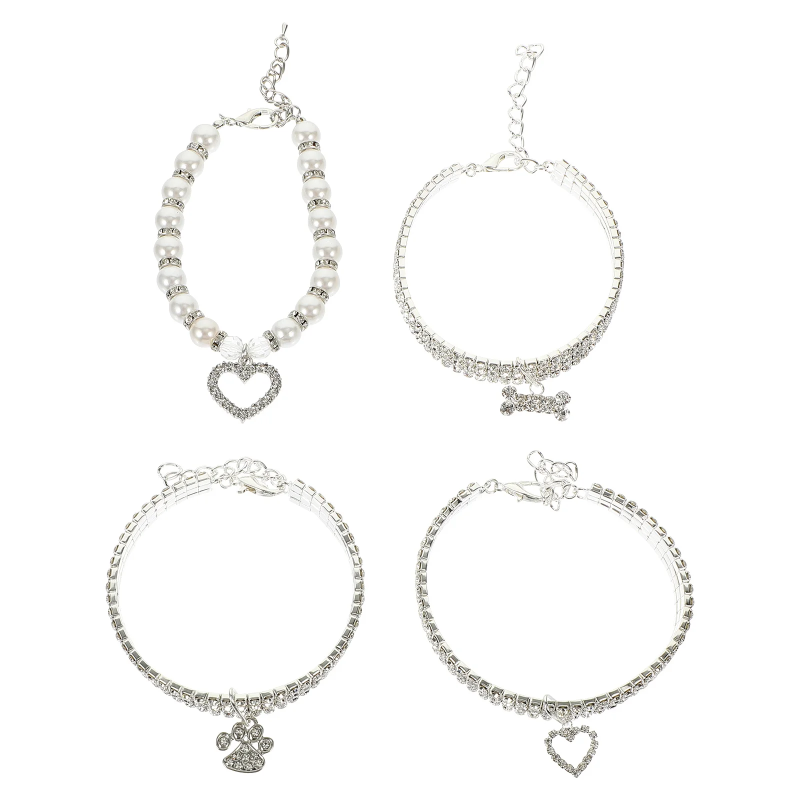 

4Pcs Pet Collar Set Wear-Resistant Dog Cat Collars Easy Clean Durable Comfortable Adjustable Decorative Kitten Necklace