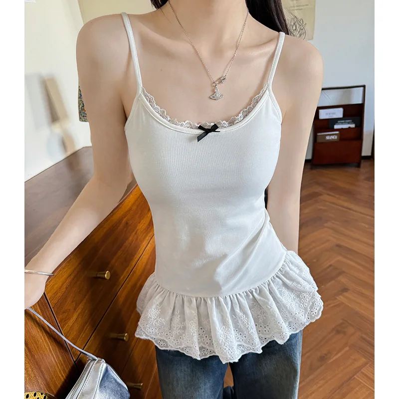 

Strap Vest For Women In Summer 2025 New Style, Slim Fit For Outerwear, Layered For Layering, Lace Top With Bottom Layer