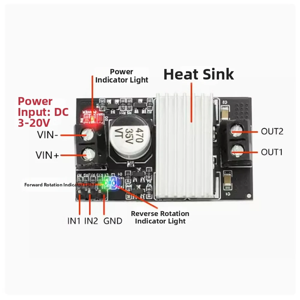 XY-MC10 10A DC Motor Driver Module 3-20V For PWM Speed Control Forward Reverse High Power Power Tools Peed Regulator