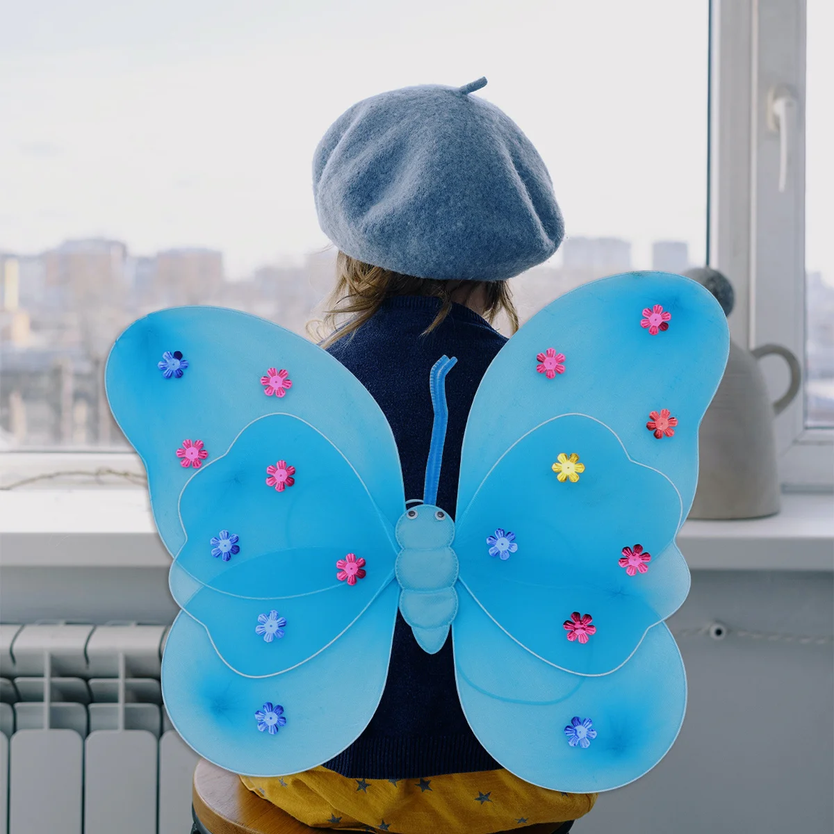 3-częściowy stylowy zestaw skrzydeł motyla z opaską i różdżką dla dzieci, dziewczynek, na imprezy cosplay, przebrania, akcesoria, skrzydła wróżki dla dziewczynek