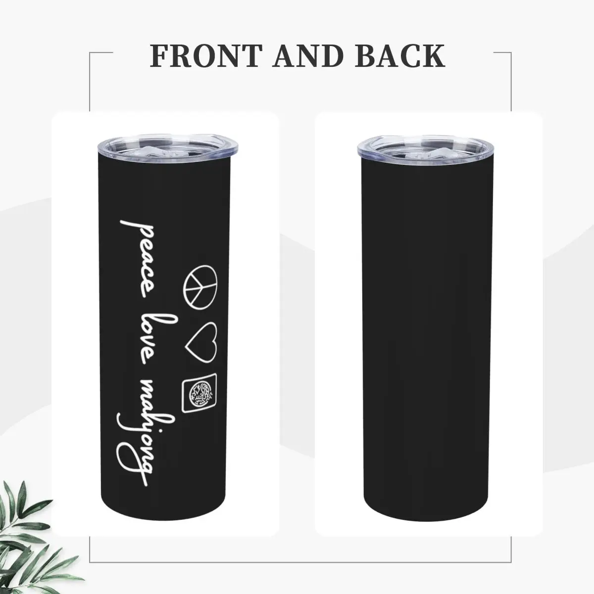 Peace Love Mahjong By Mahj Maven Stainless Steel Tumbler Vacuum Insulated Mug Thermal Cold Bottle Straw With Lid 20oz