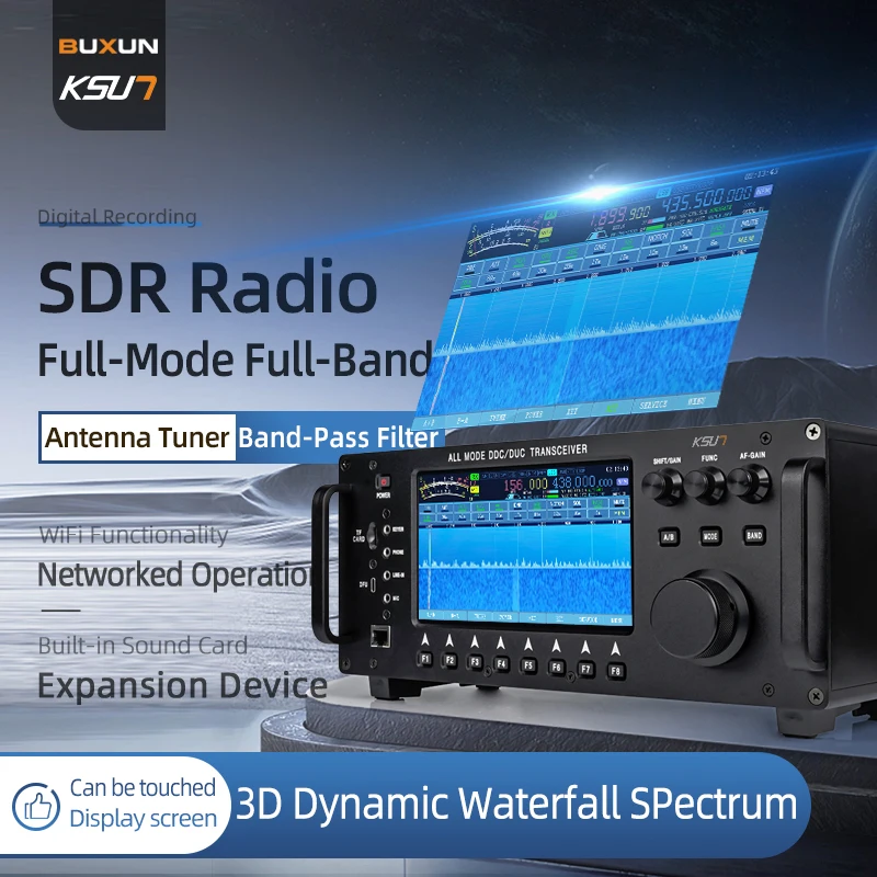KSUN TFSI SDR98 SDR Short Wave HF Transceiver SSB CW TCW FT8 Transmitter VHF UHF All Mode 100W Mobile Radio